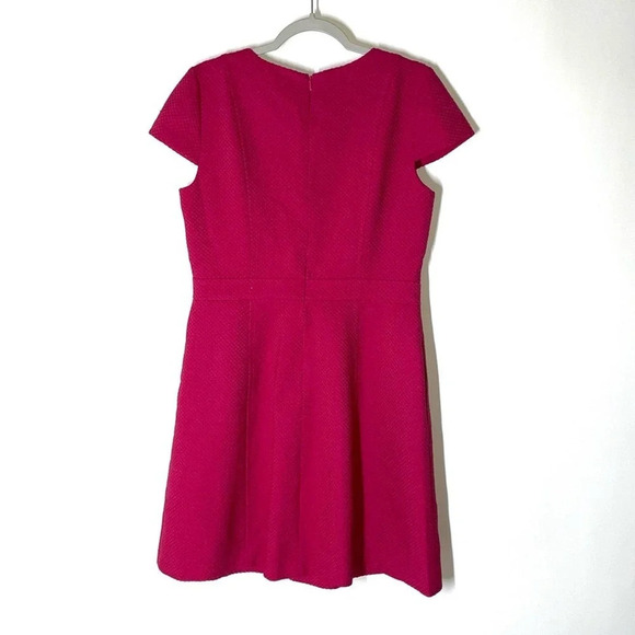 Eliza J Fuchsia Pink Textured Cap Sleeve Dress Size 12 - Picture 6 of 7